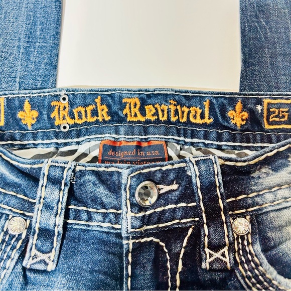 Rock Revival jeans Rosewood Skinny jeans embellished pockets women Size 25 - Picture 6 of 15